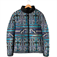 Maori Matariki Padded Jacket Blue Galaxy Aesthetic Koru Art