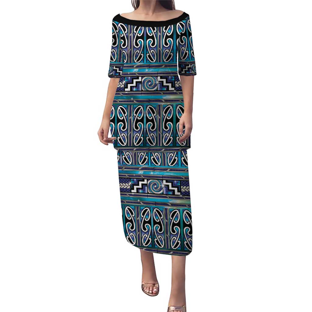 Maori Matariki Puletasi Blue Galaxy Aesthetic Koru Art