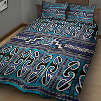Maori Matariki Quilt Bed Set Blue Galaxy Aesthetic Koru Art