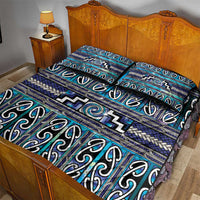 Maori Matariki Quilt Bed Set Blue Galaxy Aesthetic Koru Art