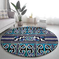 Maori Matariki Round Carpet Blue Galaxy Aesthetic Koru Art