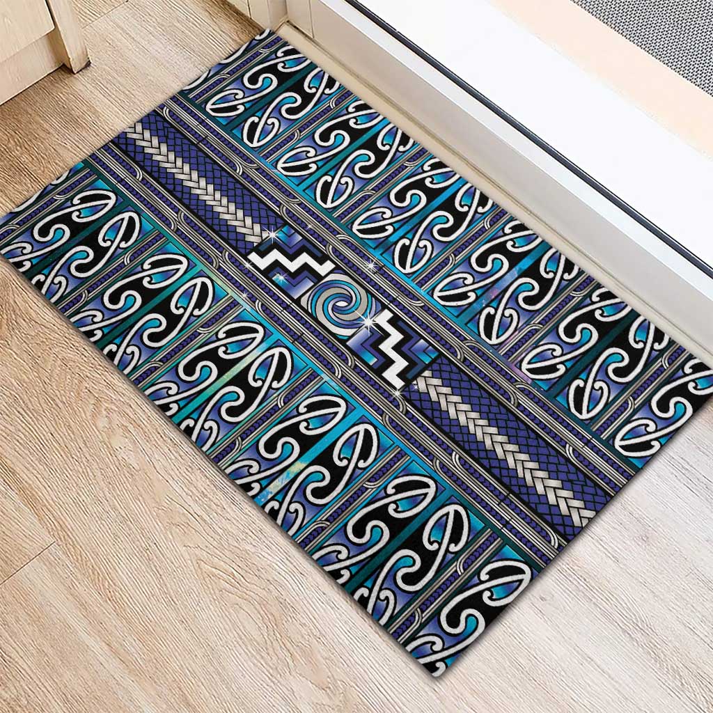 Maori Matariki Rubber Doormat Blue Galaxy Aesthetic Koru Art