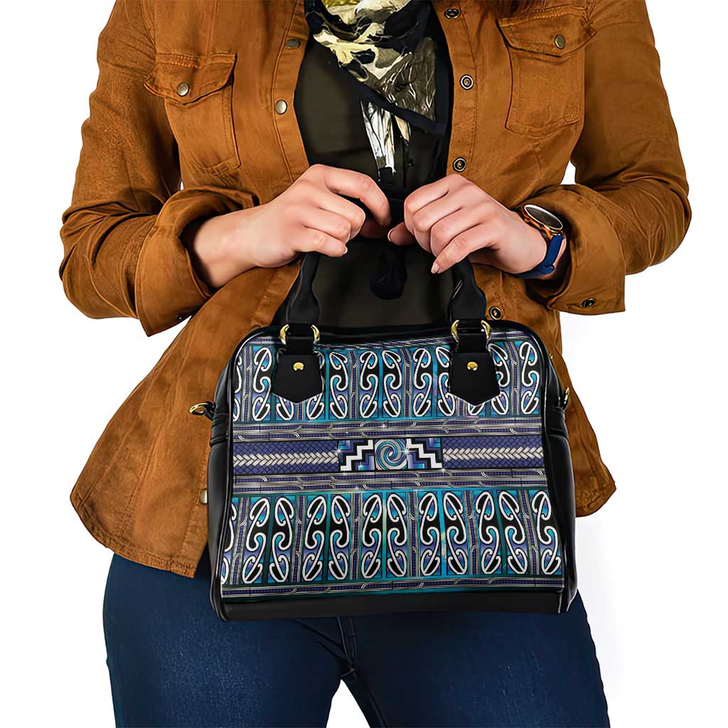 Maori Matariki Shoulder Handbag Blue Galaxy Aesthetic Koru Art