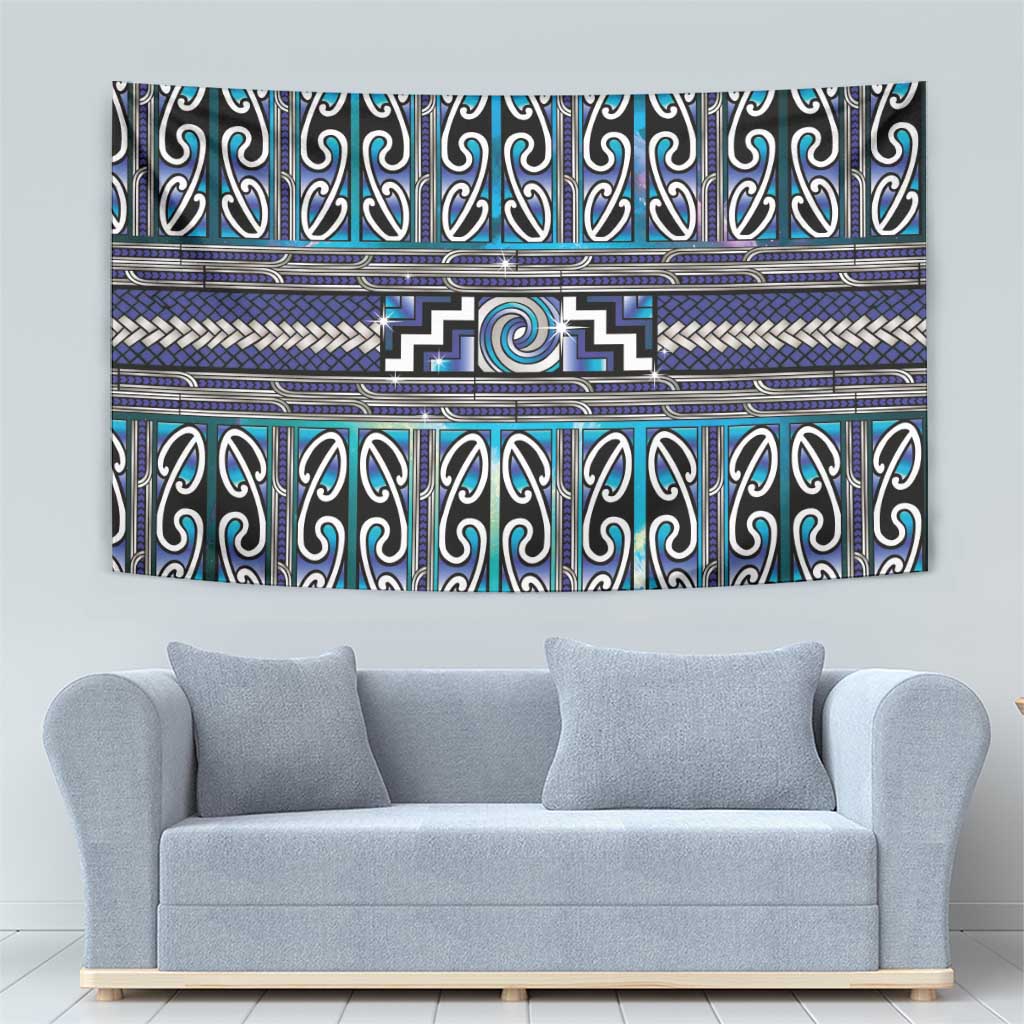 Maori Matariki Tapestry Blue Galaxy Aesthetic Koru Art