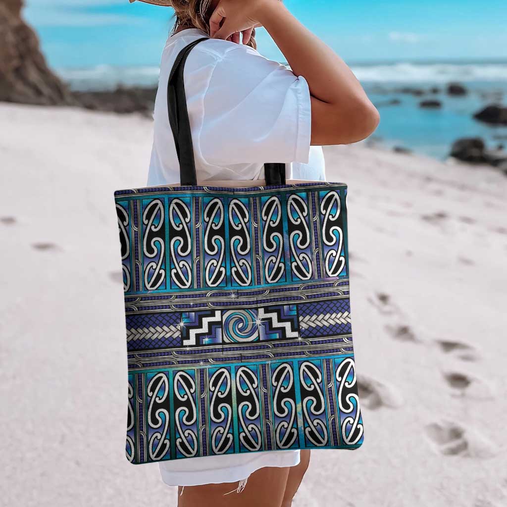 Maori Matariki Tote Bag Blue Galaxy Aesthetic Koru Art