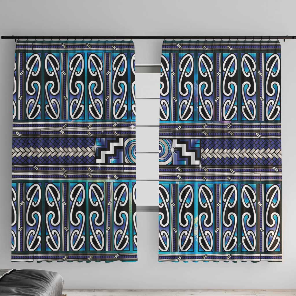 Maori Matariki Window Curtain Blue Galaxy Aesthetic Koru Art
