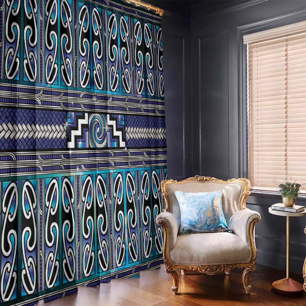 Maori Matariki Window Curtain Blue Galaxy Aesthetic Koru Art