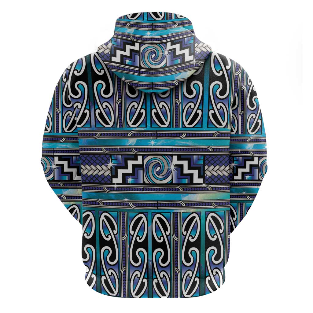 Maori Matariki Zip Hoodie Blue Galaxy Aesthetic Koru Art