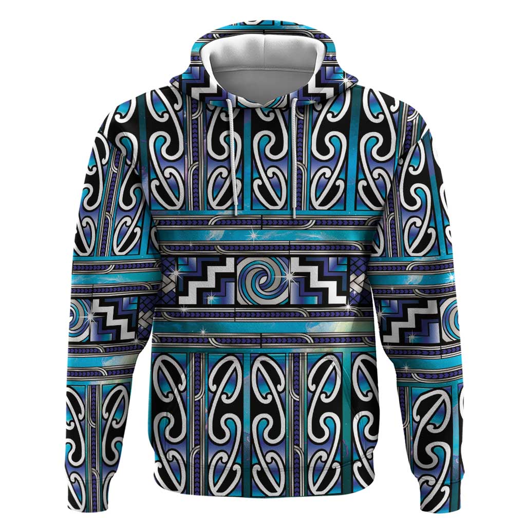 Maori Matariki Zip Hoodie Blue Galaxy Aesthetic Koru Art
