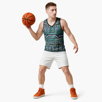 Maori Matariki Basketball Jersey Green Galaxy Aesthetic Koru Art
