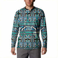Maori Matariki Button Sweatshirt Green Galaxy Aesthetic Koru Art
