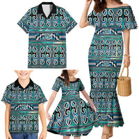 Maori Matariki Family Matching Mermaid Dress and Hawaiian Shirt Green Galaxy Aesthetic Koru Art LT01 - Polynesian Pride