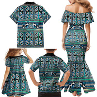 Maori Matariki Family Matching Mermaid Dress and Hawaiian Shirt Green Galaxy Aesthetic Koru Art LT01 - Polynesian Pride