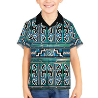 Maori Matariki Family Matching Summer Maxi Dress and Hawaiian Shirt Green Galaxy Aesthetic Koru Art LT01 Son's Shirt Green - Polynesian Pride