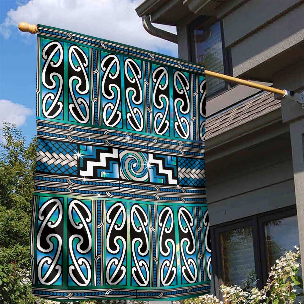Maori Matariki Garden Flag Green Galaxy Aesthetic Koru Art