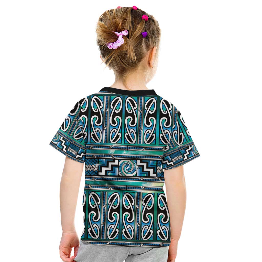 Maori Matariki Kid T Shirt Green Galaxy Aesthetic Koru Art