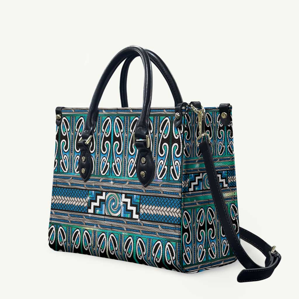 Maori Matariki Leather Bag Green Galaxy Aesthetic Koru Art