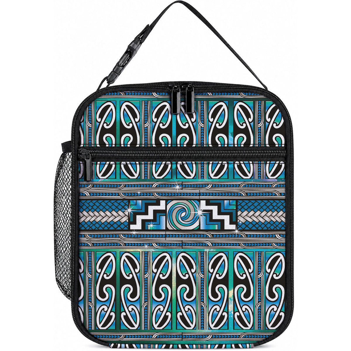 Maori Matariki Lunch Bag Green Galaxy Aesthetic Koru Art LT01 10.2 × 8.3 × 4.3 inch Green - Polynesian Pride