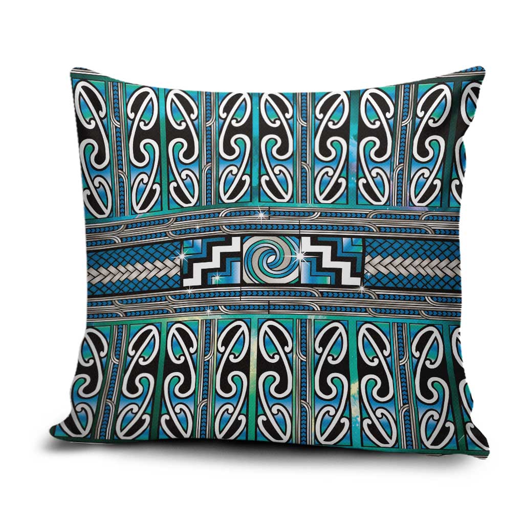 Maori Matariki Pillow Cover Green Galaxy Aesthetic Koru Art