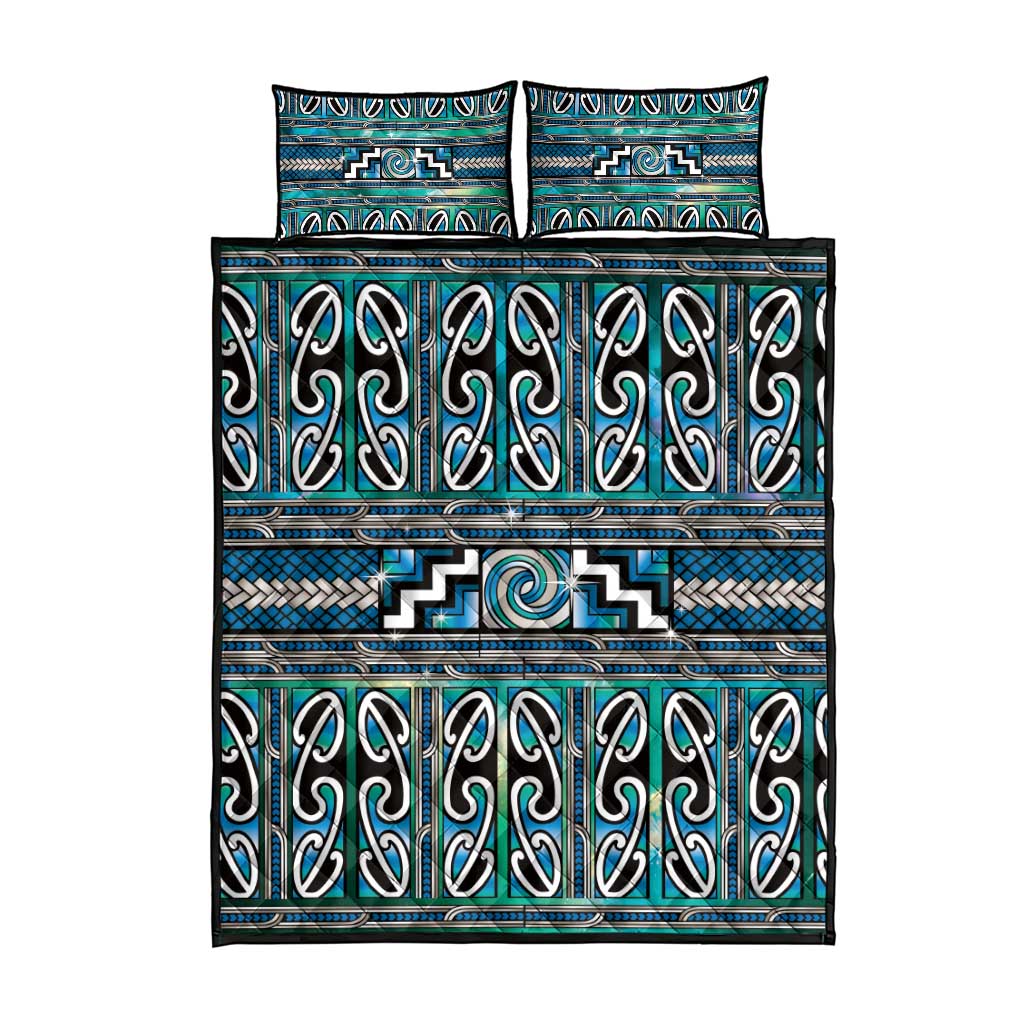 Maori Matariki Quilt Bed Set Green Galaxy Aesthetic Koru Art
