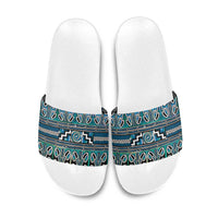 Maori Matariki Slide Sandals Green Galaxy Aesthetic Koru Art