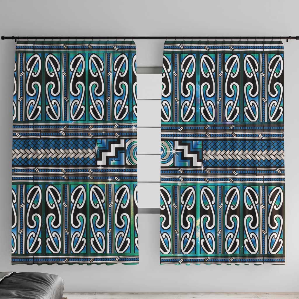Maori Matariki Window Curtain Green Galaxy Aesthetic Koru Art