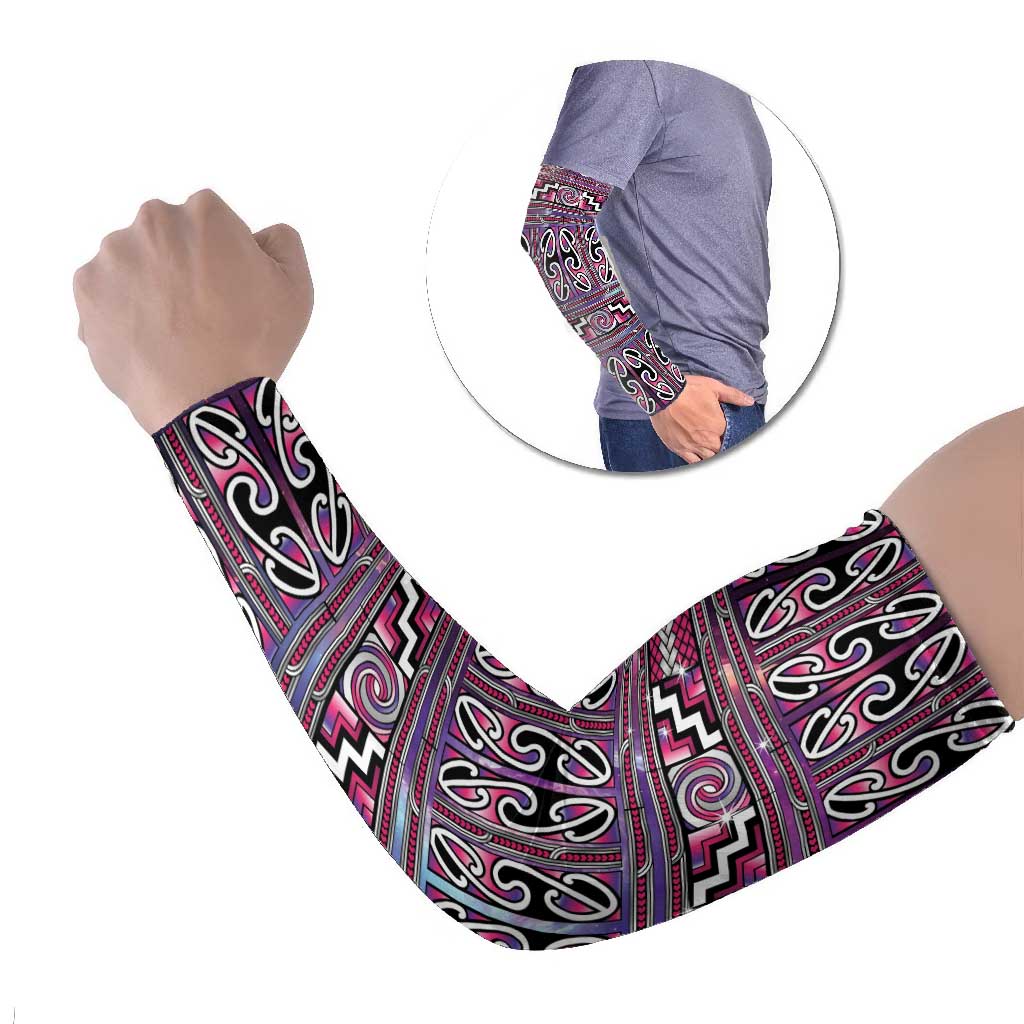 Maori Matariki Arm Sleeves Pink Galaxy Aesthetic Koru Art