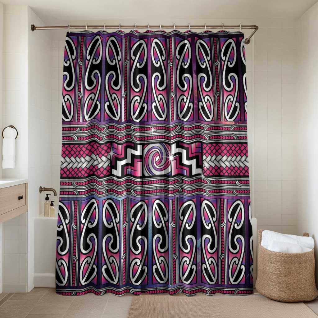 Maori Matariki Bathroom Set Pink Galaxy Aesthetic Koru Art