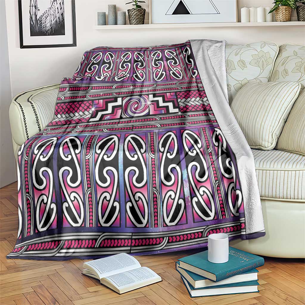Maori Matariki Blanket Pink Galaxy Aesthetic Koru Art
