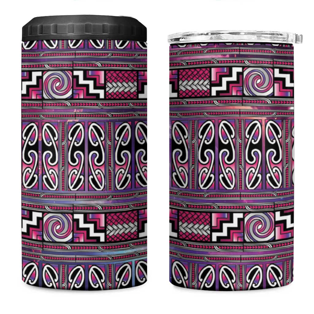 Maori Matariki 4 in 1 Can Cooler Tumbler Pink Galaxy Aesthetic Koru Art