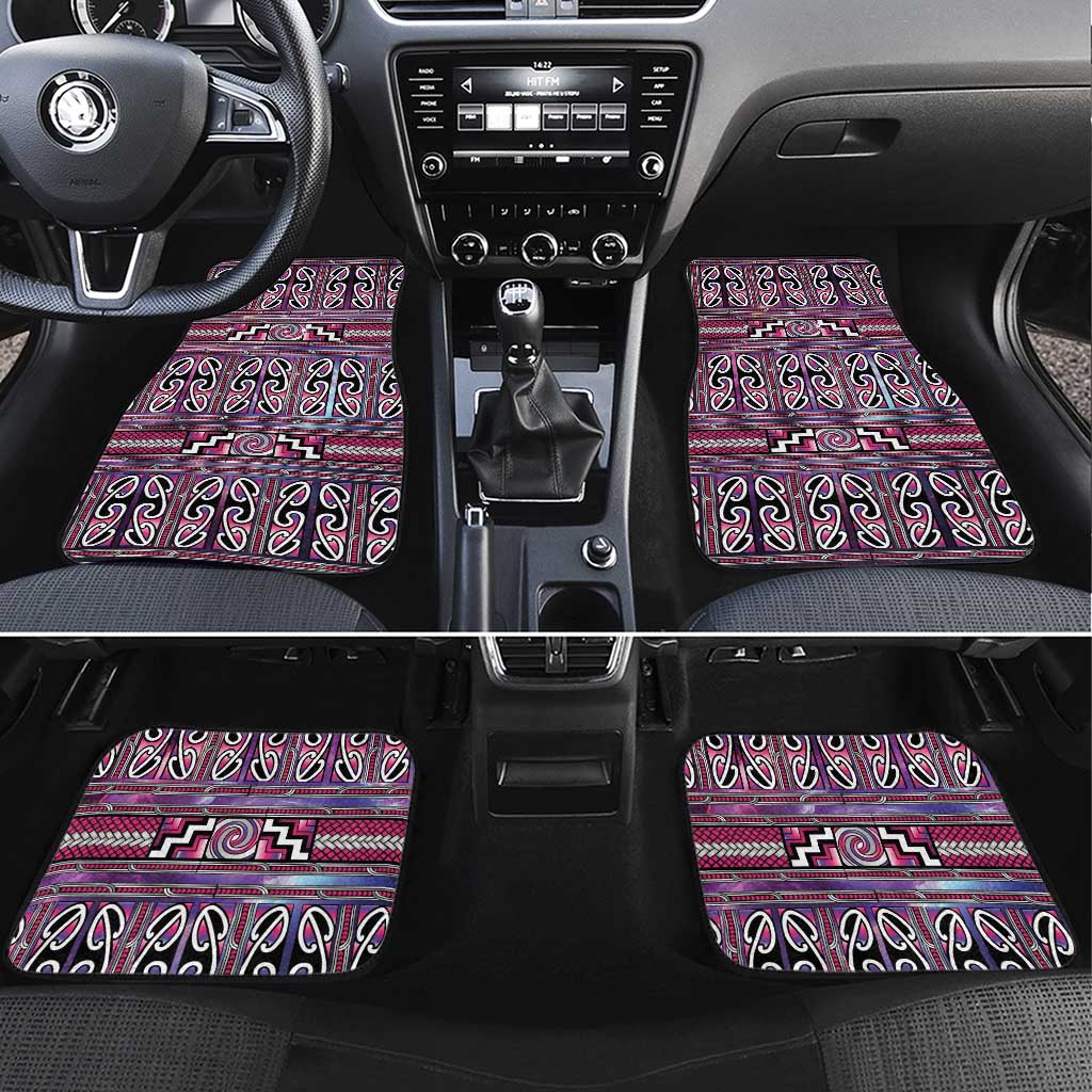 Maori Matariki Car Mats Pink Galaxy Aesthetic Koru Art