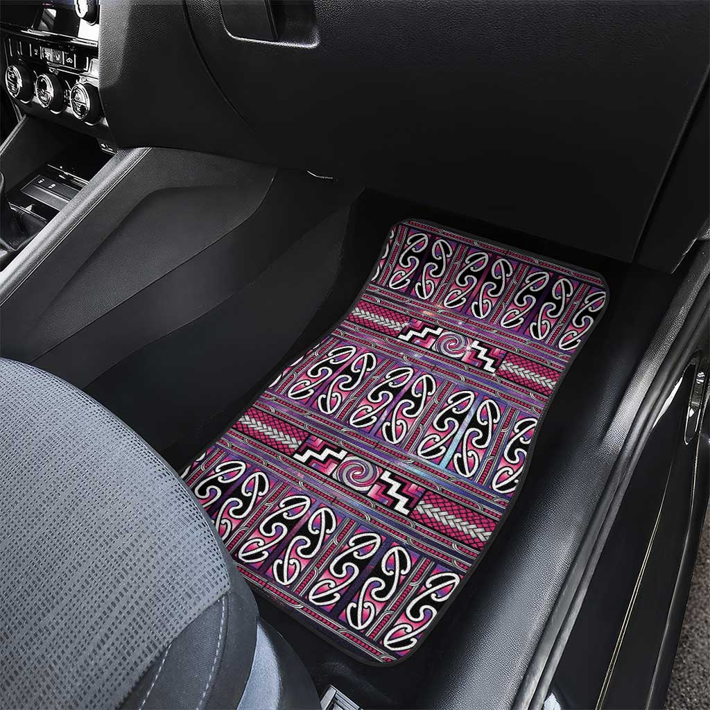 Maori Matariki Car Mats Pink Galaxy Aesthetic Koru Art