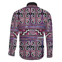 Maori Matariki Family Matching Off The Shoulder Long Sleeve Dress and Hawaiian Shirt Pink Galaxy Aesthetic Koru Art LT01 - Polynesian Pride