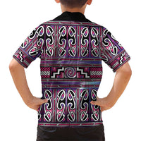 Maori Matariki Family Matching Puletasi and Hawaiian Shirt Pink Galaxy Aesthetic Koru Art LT01 - Polynesian Pride