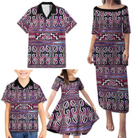 Maori Matariki Family Matching Puletasi and Hawaiian Shirt Pink Galaxy Aesthetic Koru Art LT01 - Polynesian Pride