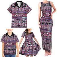 Maori Matariki Family Matching Tank Maxi Dress and Hawaiian Shirt Pink Galaxy Aesthetic Koru Art LT01 - Polynesian Pride