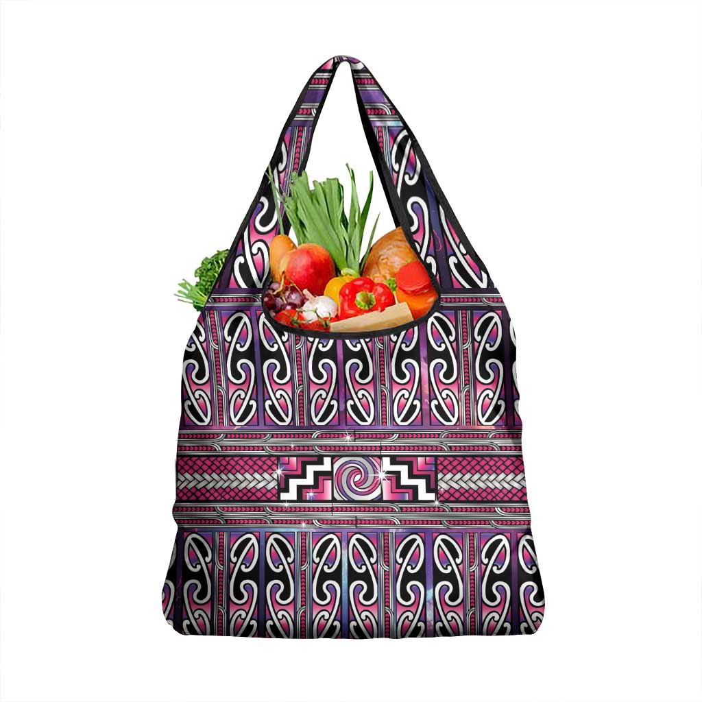 Maori Matariki Grocery Bag Pink Galaxy Aesthetic Koru Art