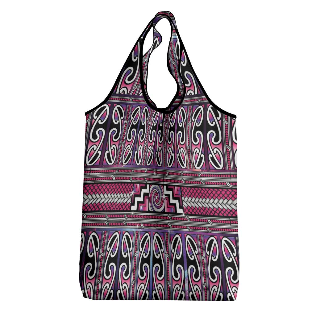 Maori Matariki Grocery Bag Pink Galaxy Aesthetic Koru Art