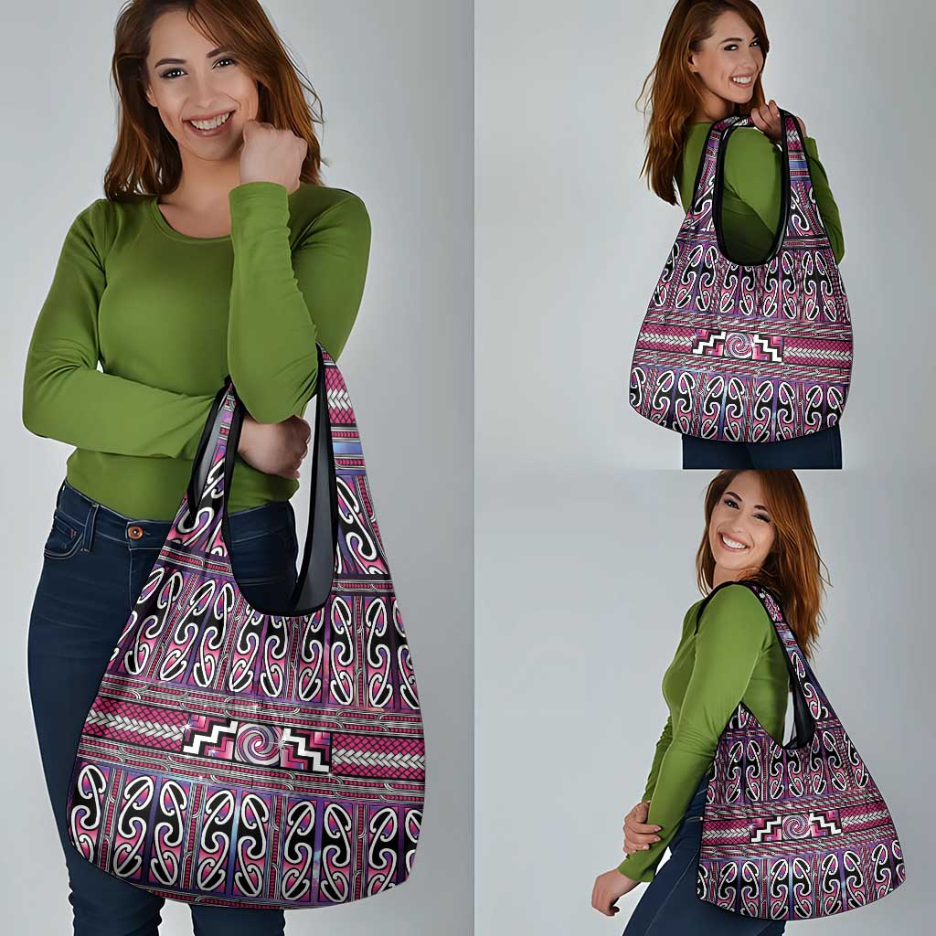 Maori Matariki Grocery Bag Pink Galaxy Aesthetic Koru Art
