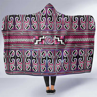 Maori Matariki Hooded Blanket Pink Galaxy Aesthetic Koru Art