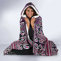 Maori Matariki Hooded Blanket Pink Galaxy Aesthetic Koru Art