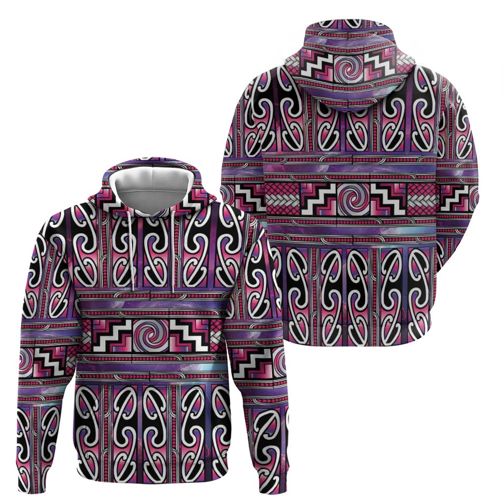 Maori Matariki Hoodie Pink Galaxy Aesthetic Koru Art