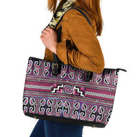 Maori Matariki Leather Tote Bag Pink Galaxy Aesthetic Koru Art