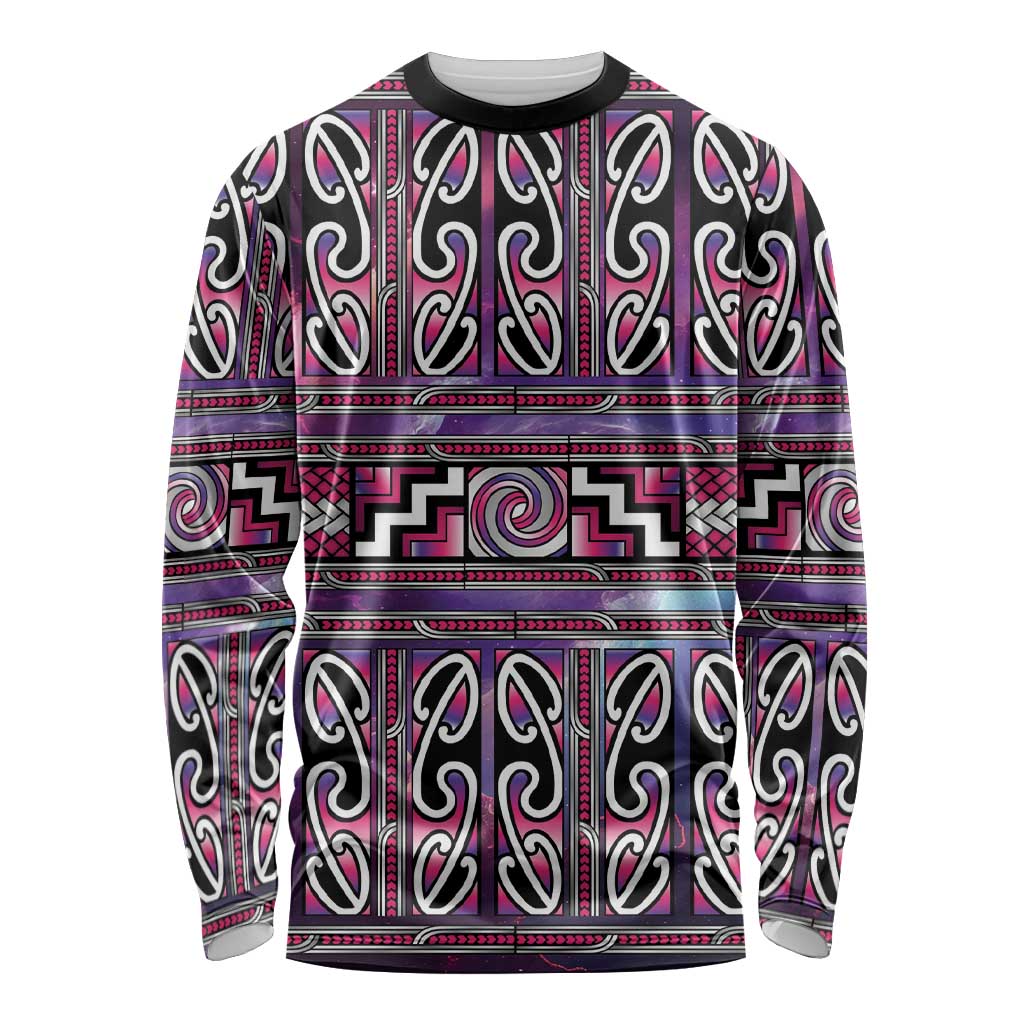 Maori Matariki Long Sleeve Shirt Pink Galaxy Aesthetic Koru Art