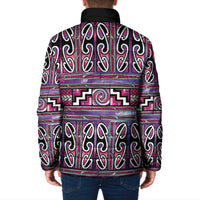 Maori Matariki Padded Jacket Pink Galaxy Aesthetic Koru Art