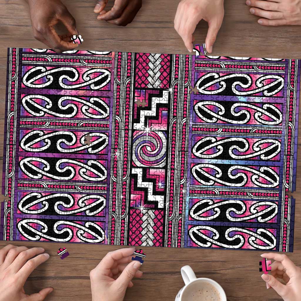Maori Matariki Puzzle Pink Galaxy Aesthetic Koru Art