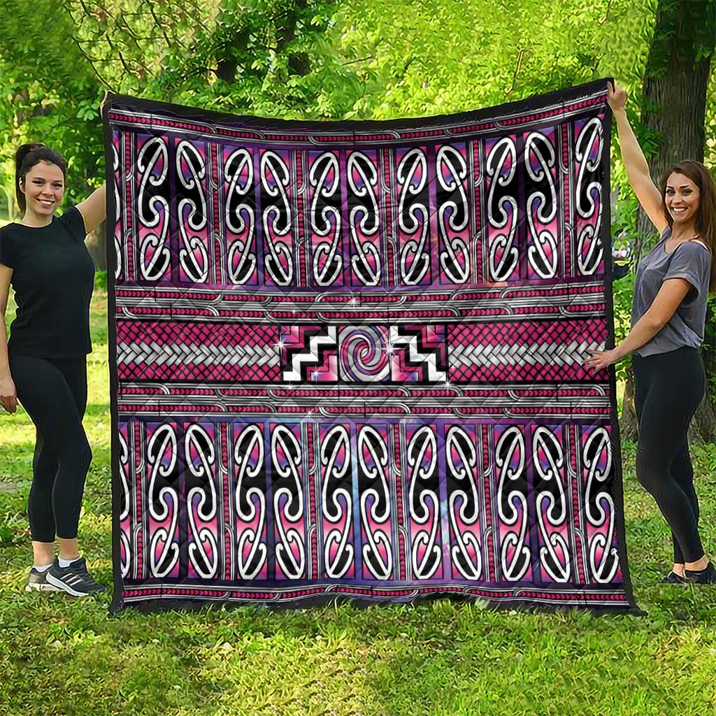 Maori Matariki Quilt Pink Galaxy Aesthetic Koru Art
