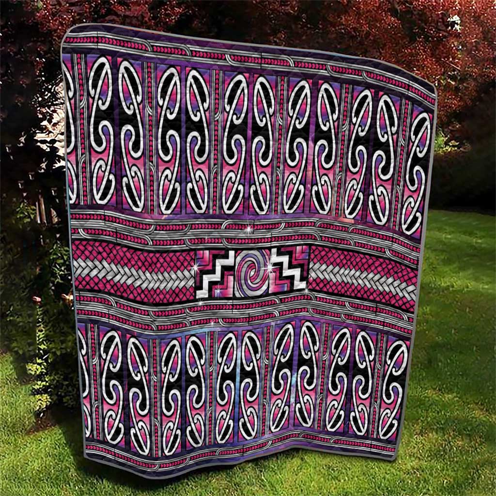 Maori Matariki Quilt Pink Galaxy Aesthetic Koru Art