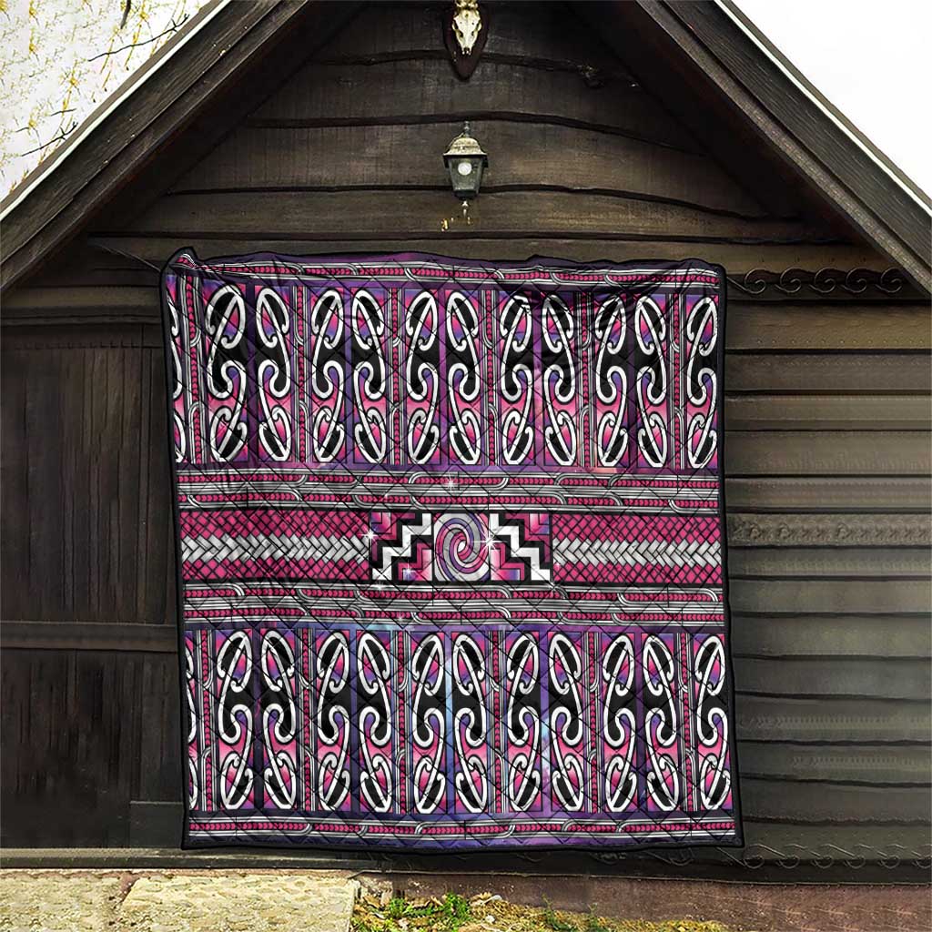 Maori Matariki Quilt Pink Galaxy Aesthetic Koru Art