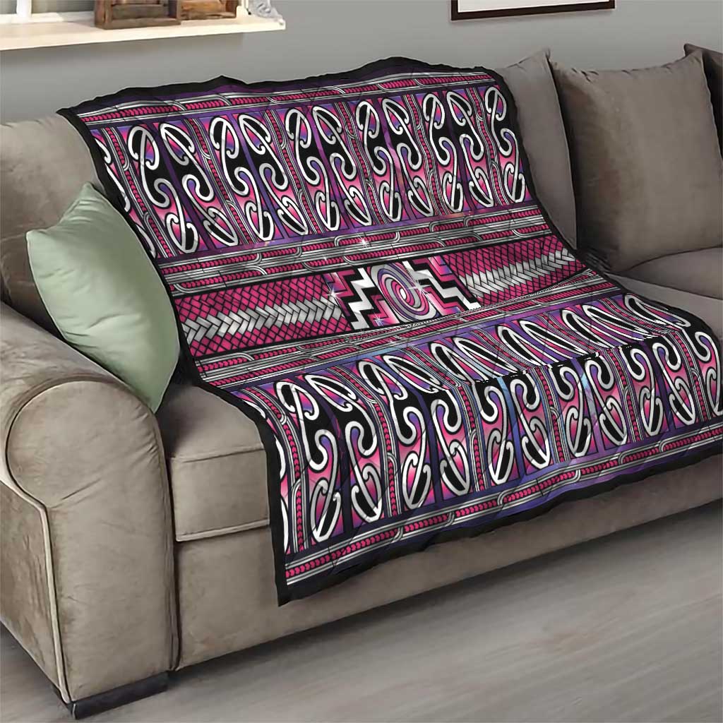 Maori Matariki Quilt Pink Galaxy Aesthetic Koru Art